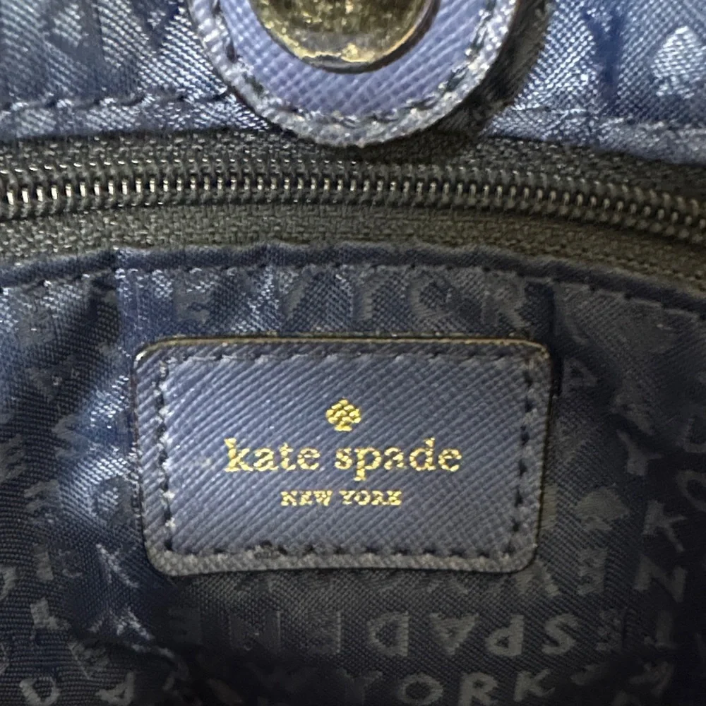 Kate Spade New York Striped Satchel Tote‎ Crossbody Bag Navy Rose White Blue